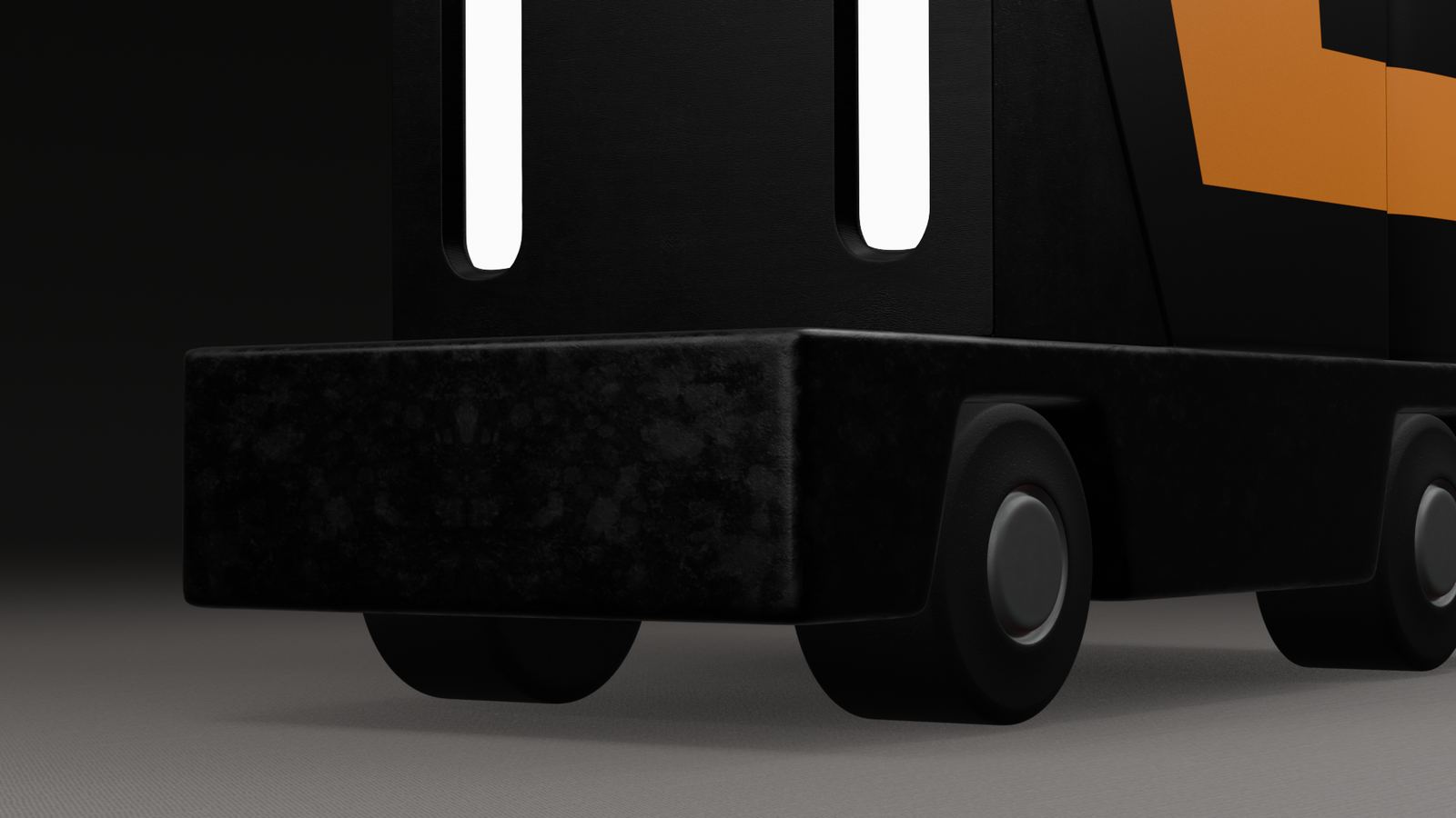 Food court robot — side view, recycling symbol